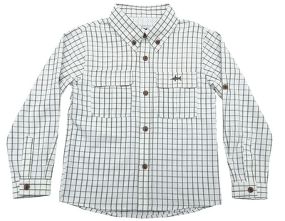 Olive & White Plaid Fishing Shirt - Saltwater Boys