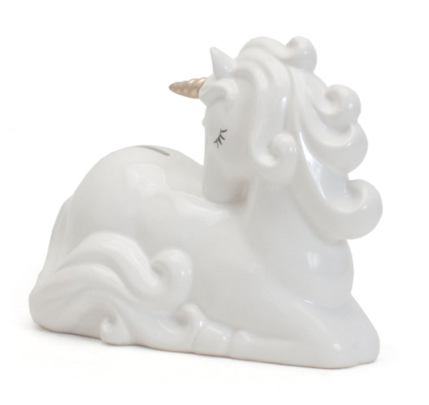 White Unicorn Piggy Bank - Child to Cherish
