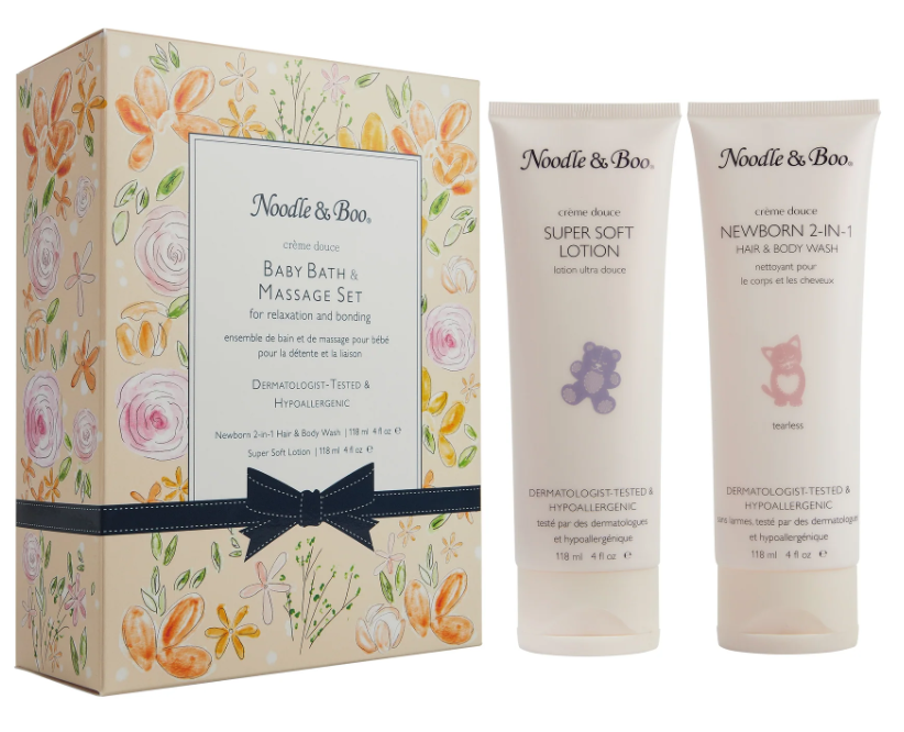 Baby Bath & Massage Flower Theme Gift Set - Noodle & Boo