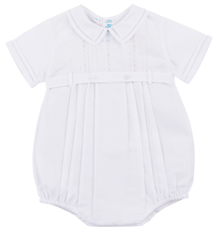 Boys White Button Belt Bubble - Feltman Brothers