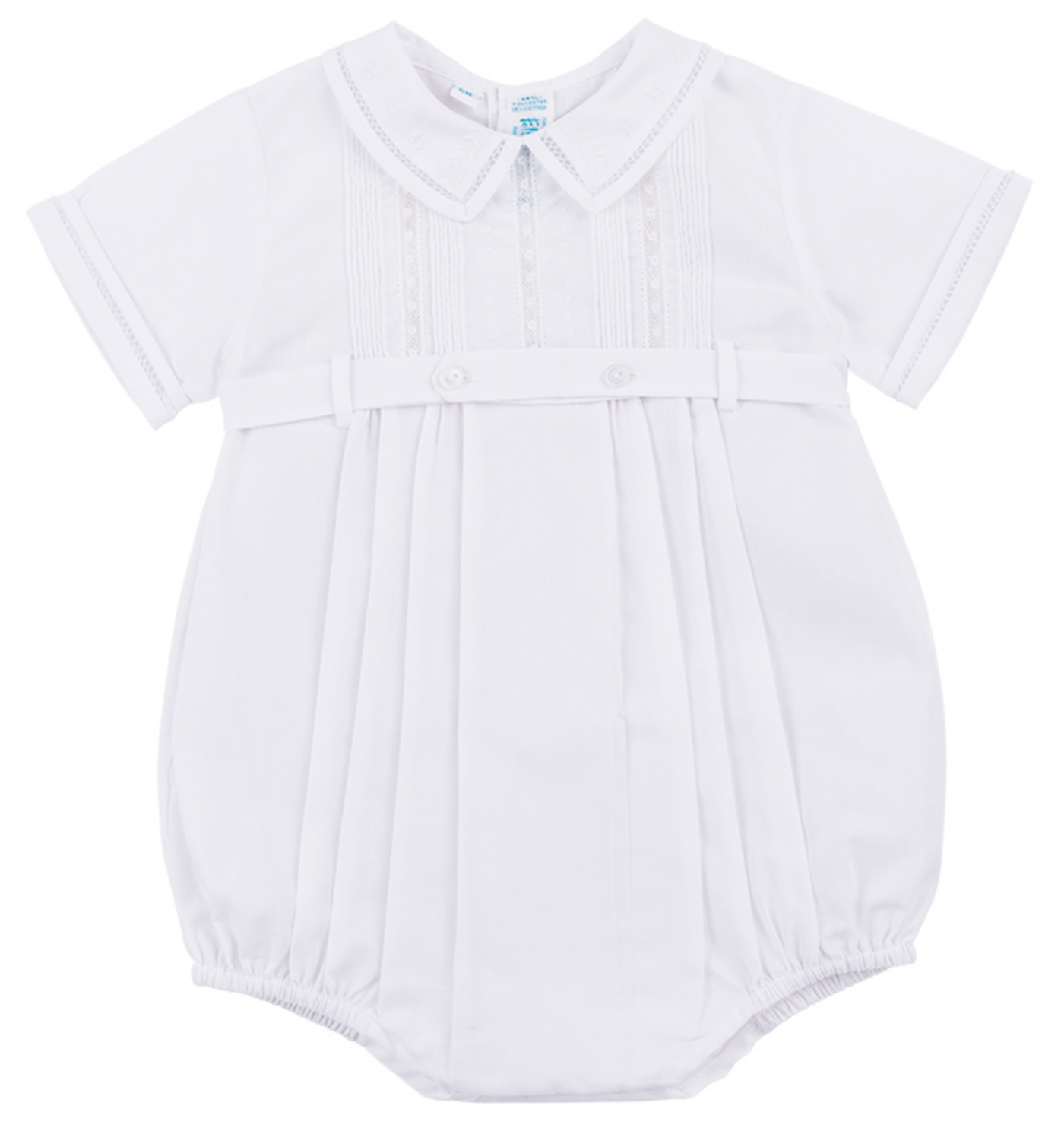 Boys White Button Belt Bubble - Feltman Brothers