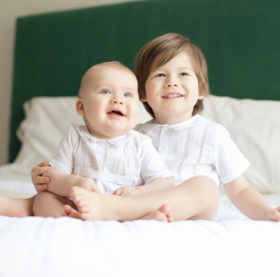 Boys White Button Belt Bubble - Feltman Brothers