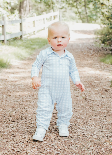 Boys Pima Buffalo Check Romper - Maddie & Connor