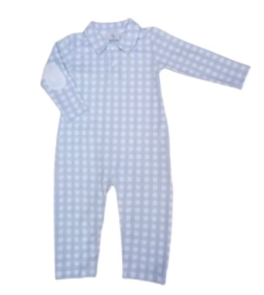 Boys Pima Buffalo Check Romper - Maddie & Connor