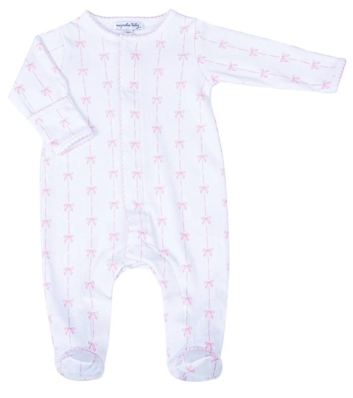 Pink Bow Pima Footie - Magnolia Baby