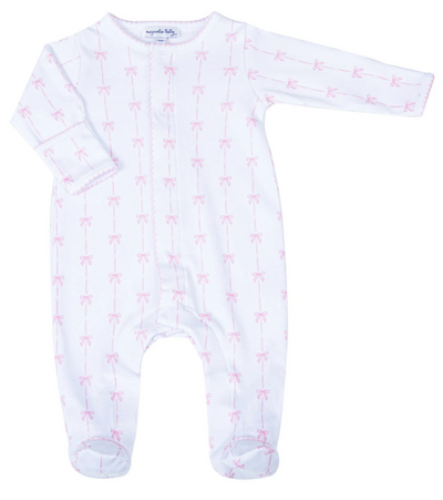 Pink Bow Pima Footie - Magnolia Baby