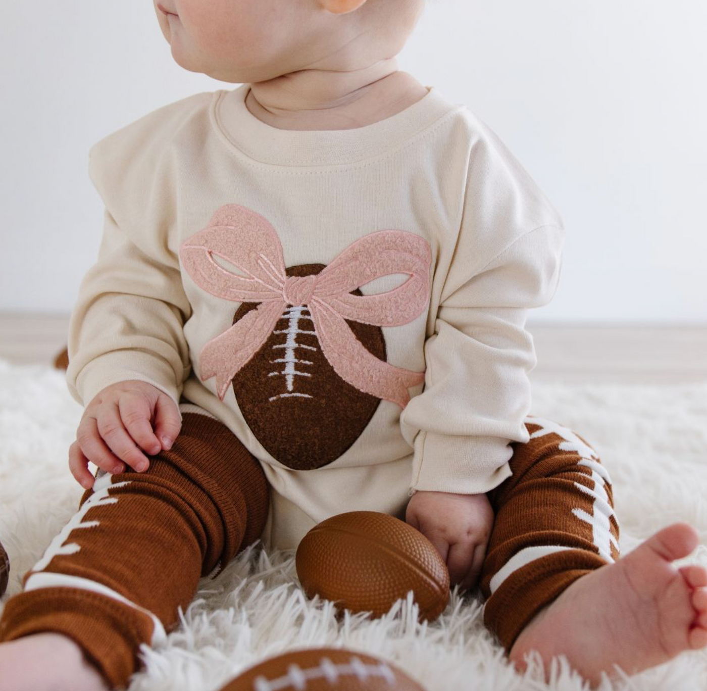 Baby Girls Coquette Football Patch Onesie - Sweet Wink