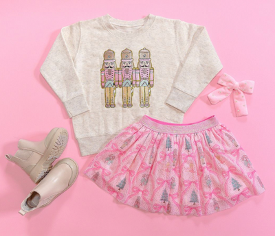 Pastel Nutcracker Patch Christmas Sweatshirt - Sweet Wink
