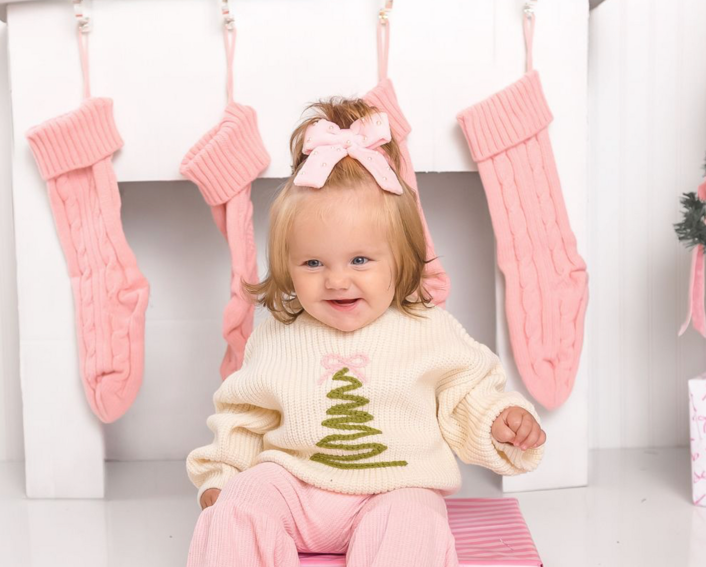 Pink Velvet Pearl Bow Clip - Sweet Wink