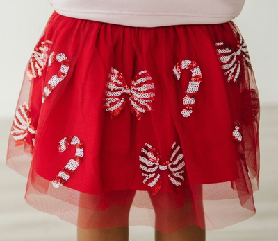 Candy Cane Coquette Sequin Christmas Tutu - Sweet Wink