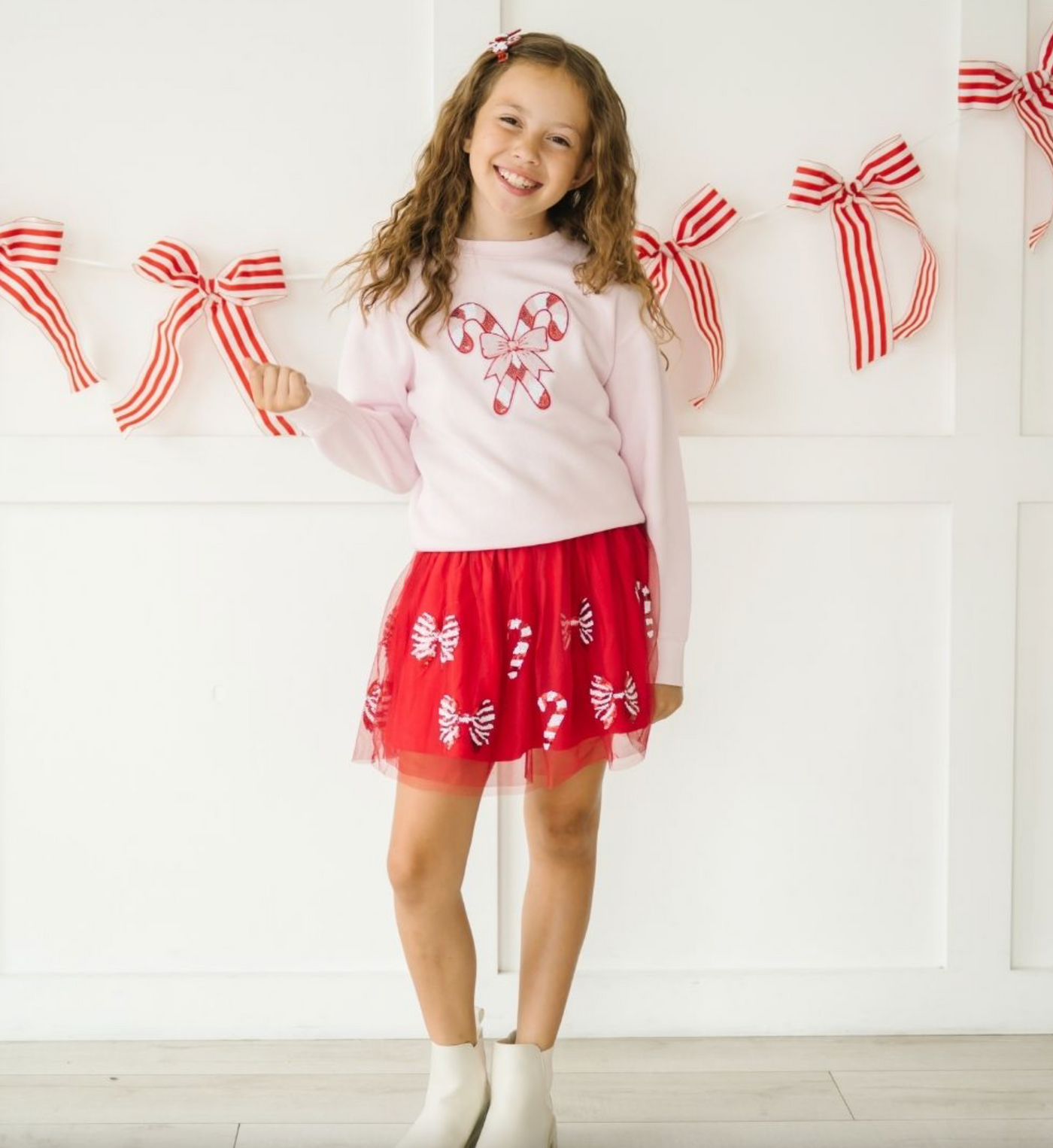 Candy Cane Coquette Sequin Christmas Tutu - Sweet Wink