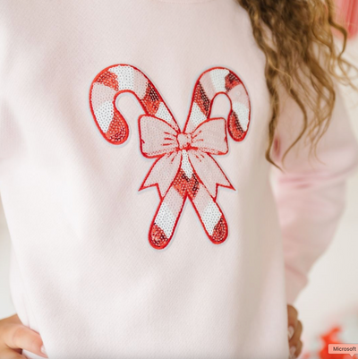 Candy Cane Patch Christmas Sweatshirt - Sweet Wink