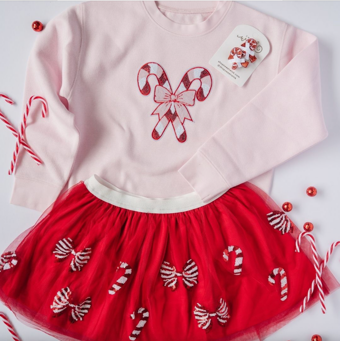 Candy Cane Patch Christmas Sweatshirt - Sweet Wink