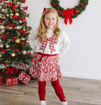 Christmas Plaid Bow Patch Sweatshirt - Sweet Wink