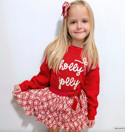 Christmas Plaid Bow Tiered Sparkle Tutu - Sweet Wink
