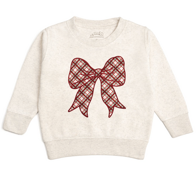 Christmas Plaid Bow Patch Sweatshirt - Sweet Wink