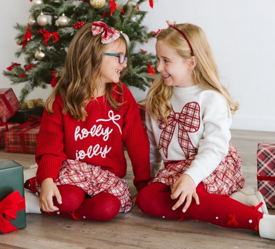 Christmas Plaid Bow Patch Sweatshirt - Sweet Wink