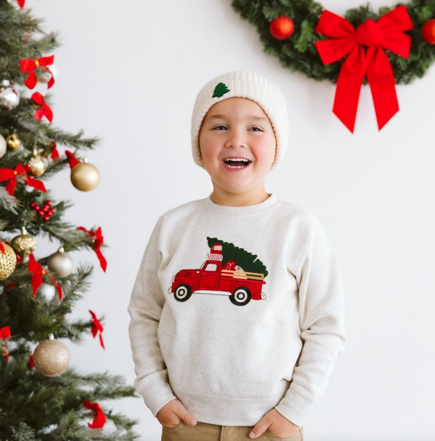 Boys Tree Patch Christmas Beanie - Sweet Wink