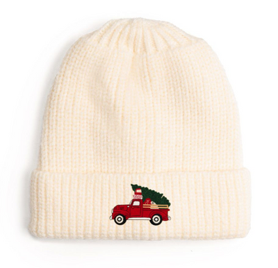 Boys Christmas Truck Patch Beanie - Sweet Wink