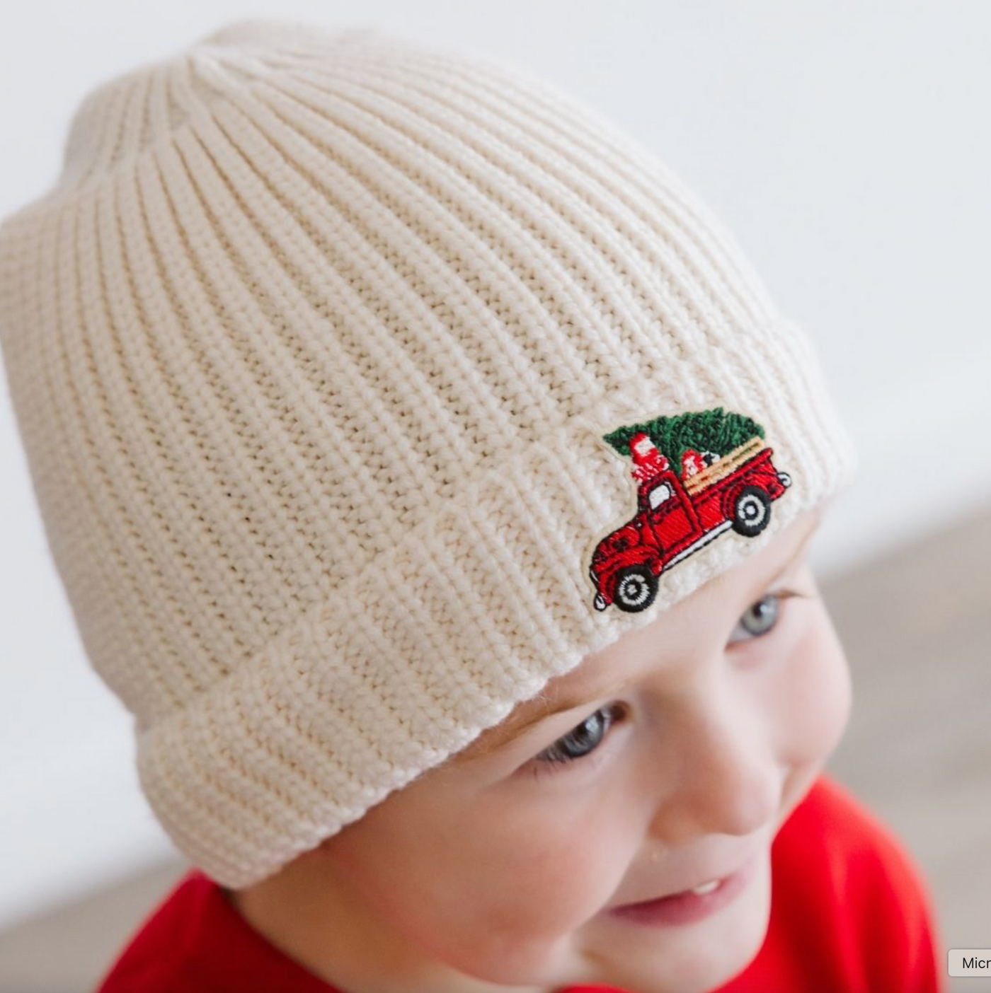 Boys Christmas Truck Patch Beanie - Sweet Wink