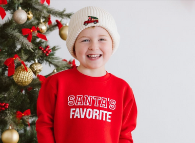 Boys Christmas Truck Patch Beanie - Sweet Wink