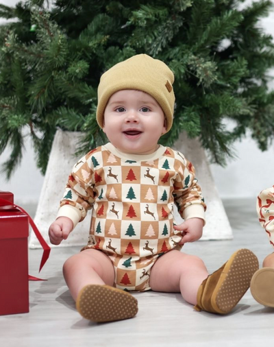 Boys Cabin Christmas Long Sleeve Onesie - Sweet Wink