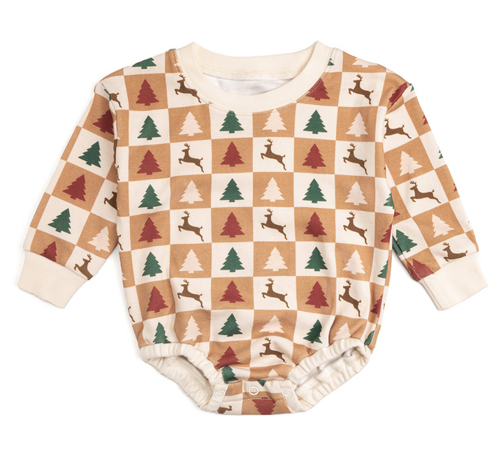 Boys Cabin Christmas Long Sleeve Onesie - Sweet Wink