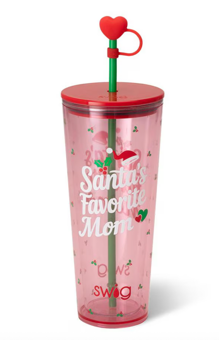 Santa's Favorite Mom Plastic Tumbler 24oz - Swig