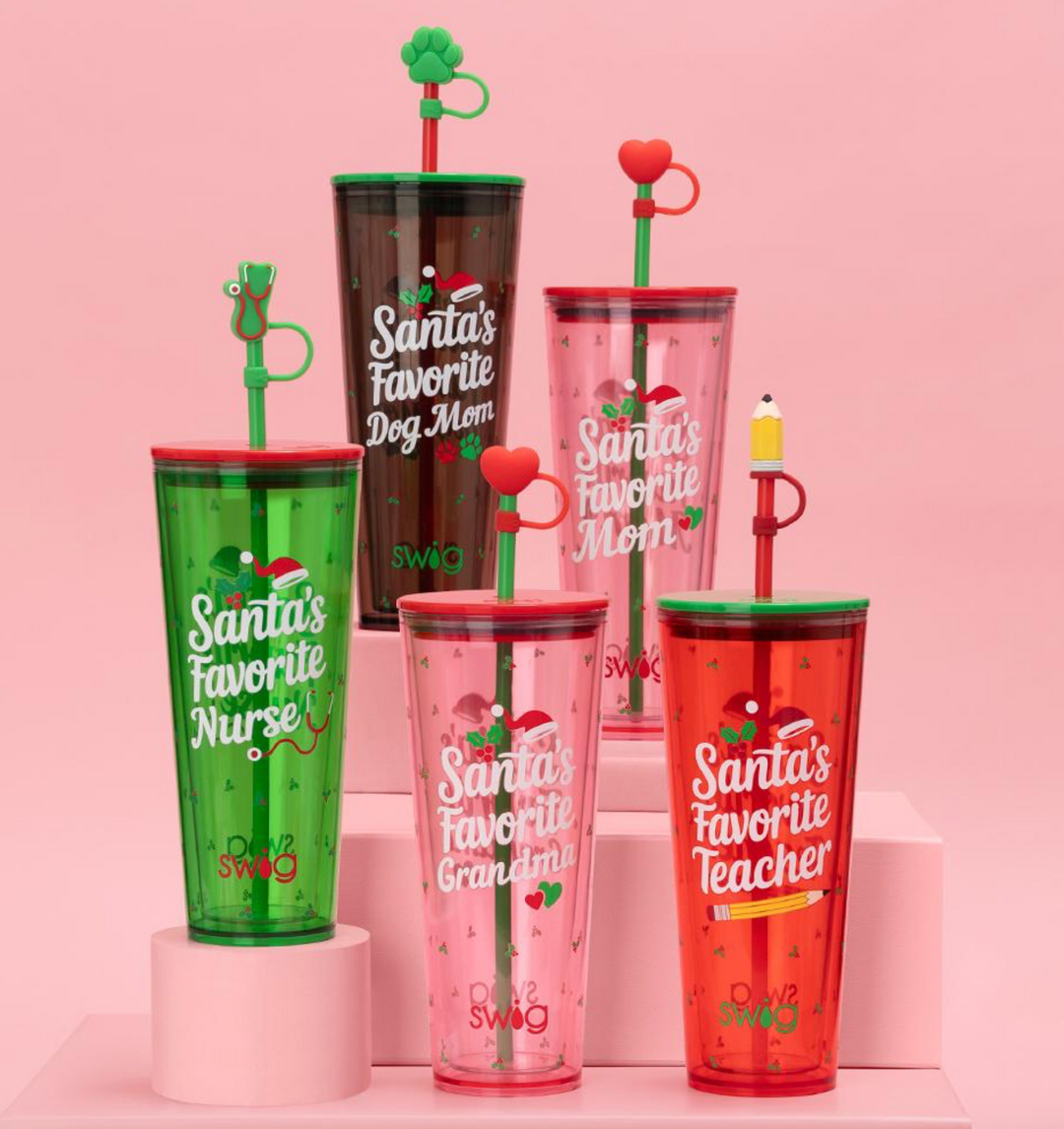 Santa's Favorite Teacher Plastic Tumbler 24oz - Swig