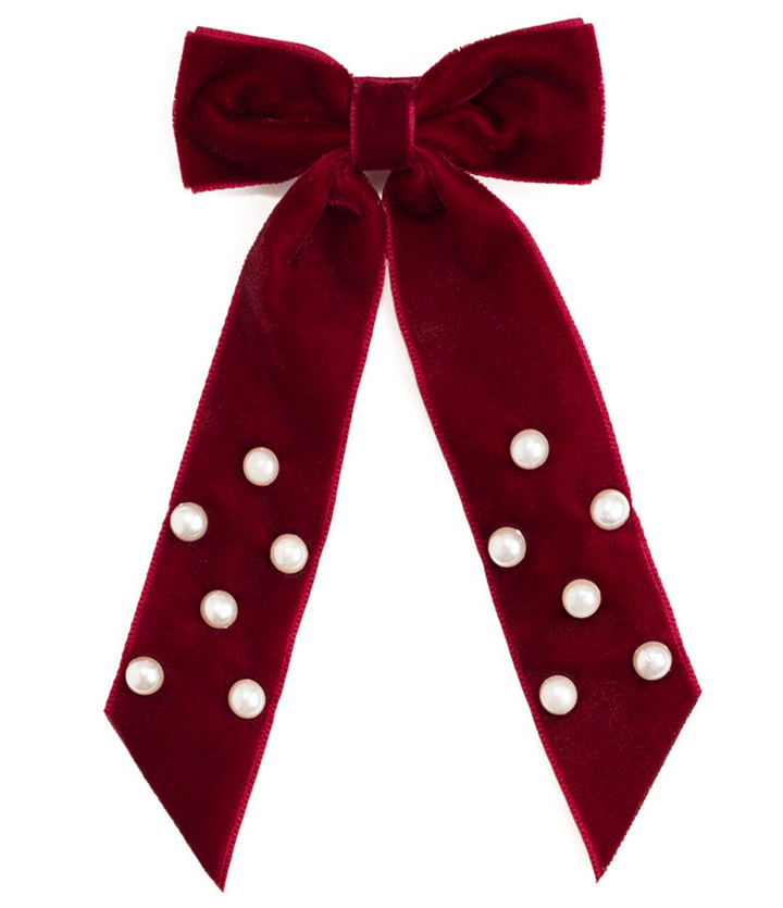 Ruby Red Velvet Coquette Bow Clip - Sweet Wink