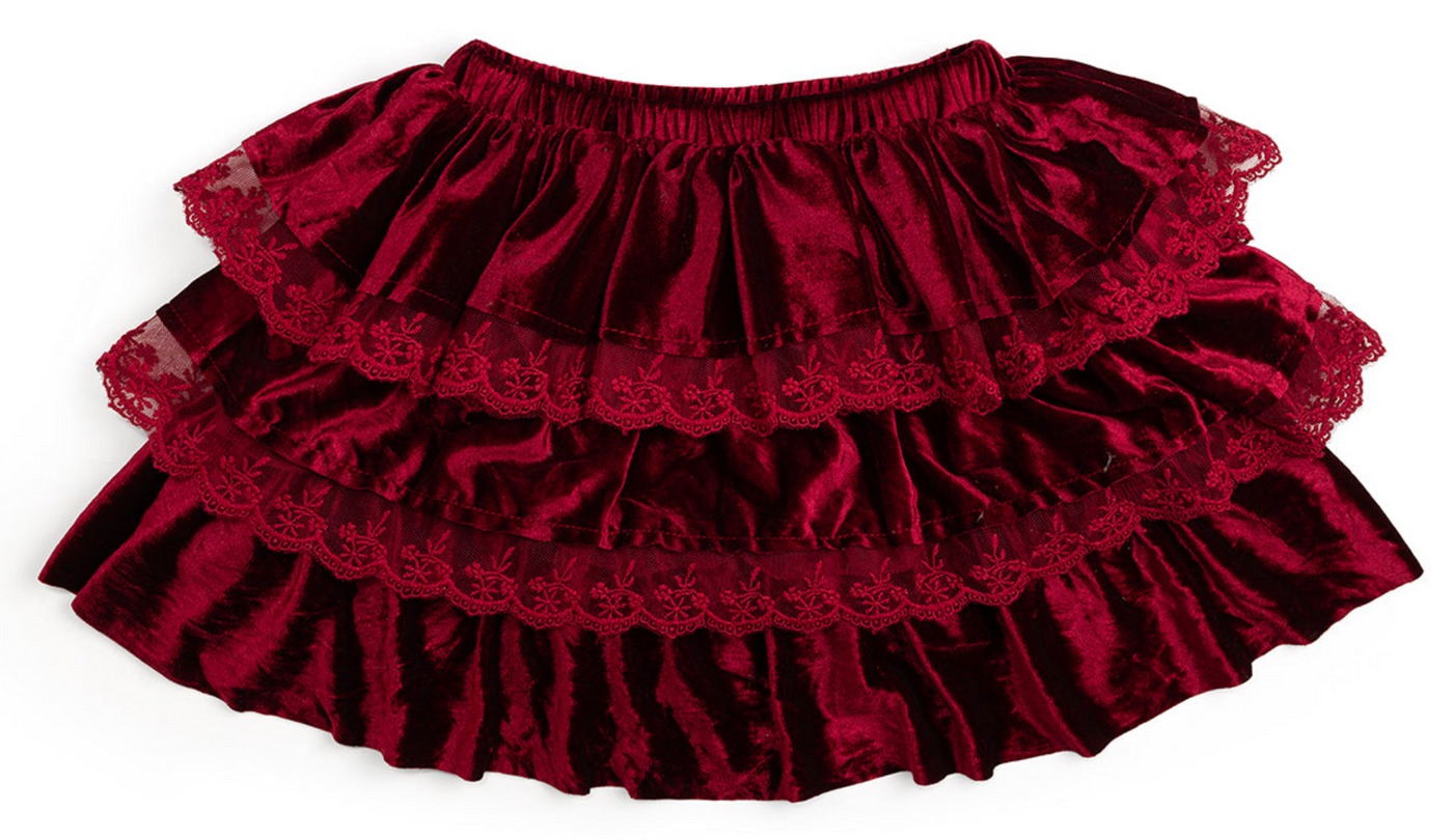Ruby Red Velvet Tiered Christmas Skirt - Sweet Wink