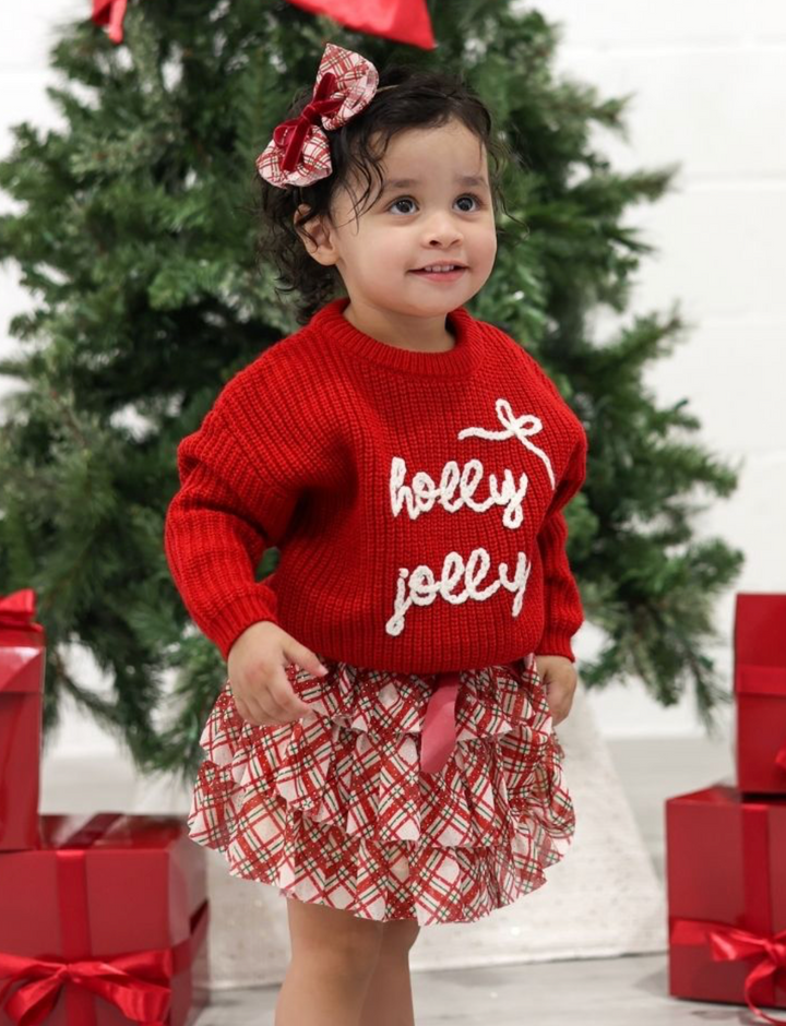 Christmas Plaid Bow Tiered Sparkle Tutu - Sweet Wink