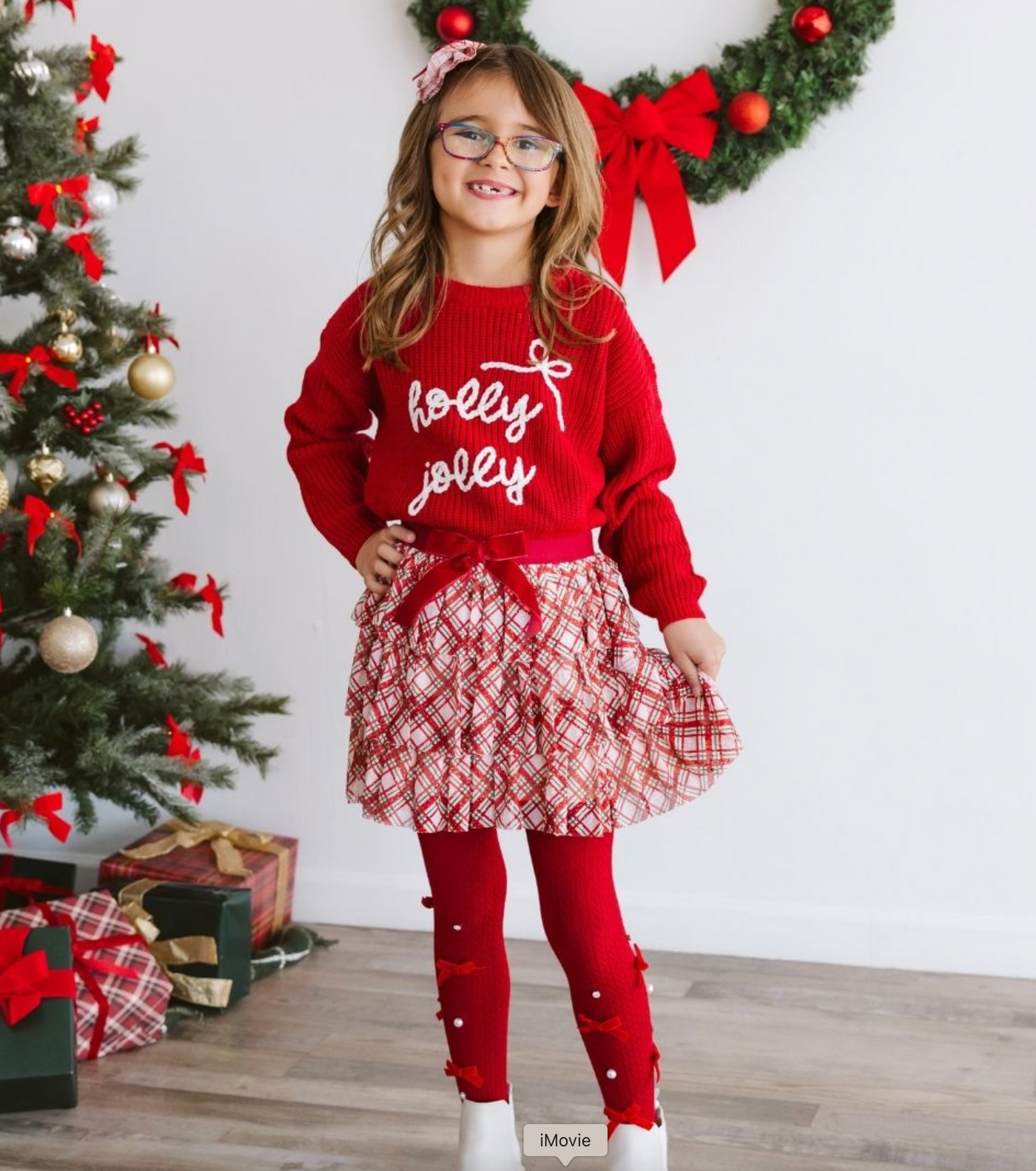 Christmas Plaid Bow Tiered Sparkle Tutu - Sweet Wink