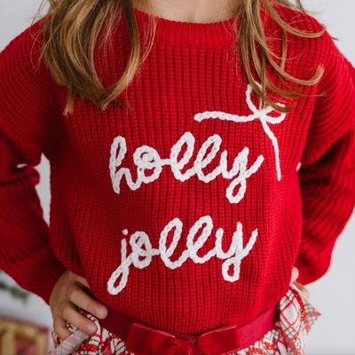 Holly Jolly Bow Christmas Knit Sweater - Sweet Wink