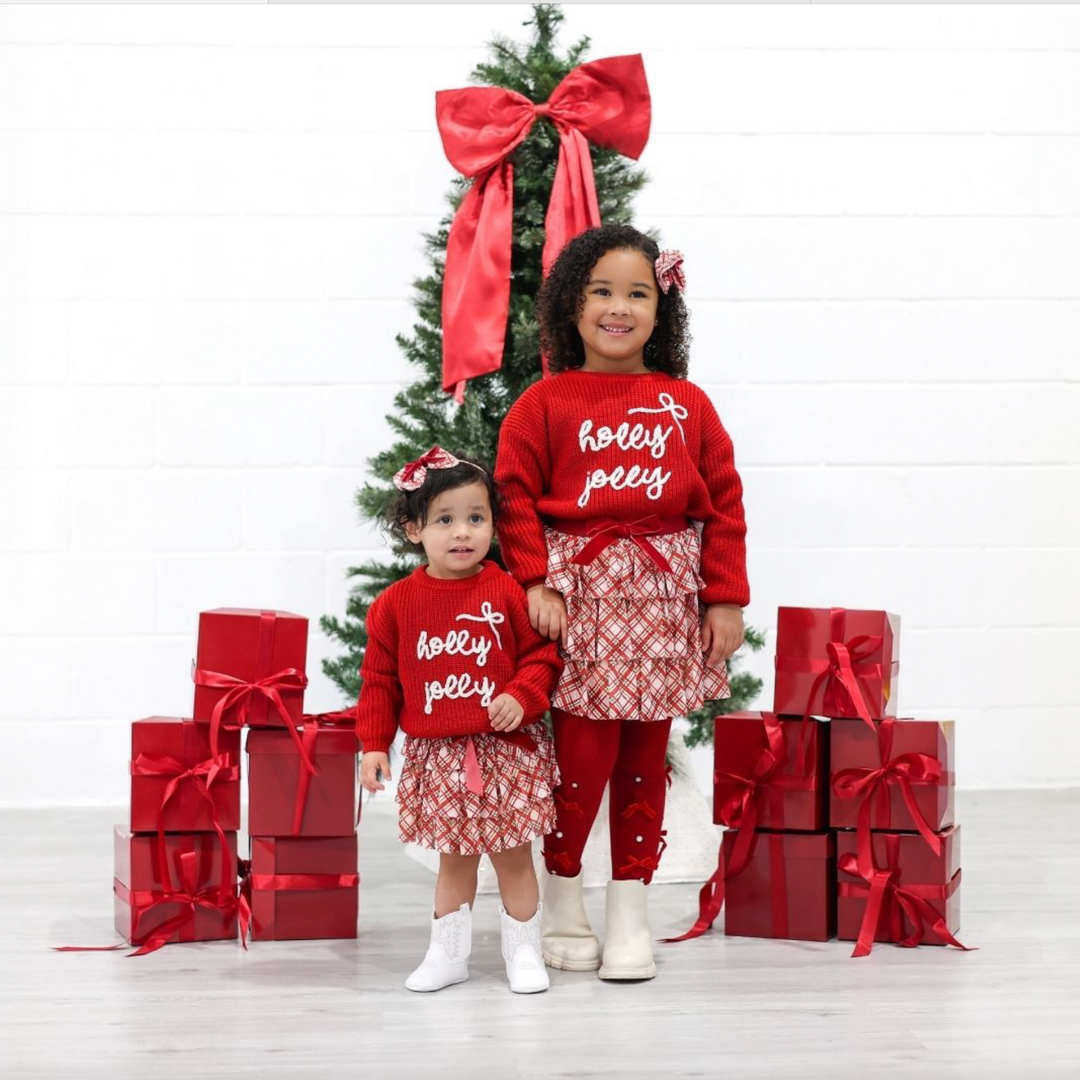 Holly Jolly Bow Christmas Knit Sweater - Sweet Wink