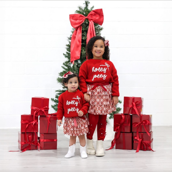 Christmas Plaid Bow Tiered Sparkle Tutu - Sweet Wink