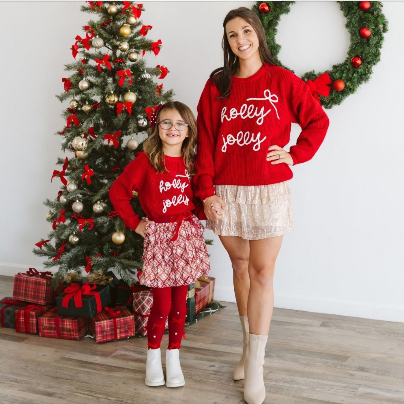 Holly Jolly Bow Christmas Knit Sweater - Sweet Wink