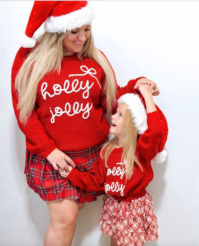 Holly Jolly Bow Christmas Knit Sweater - Sweet Wink