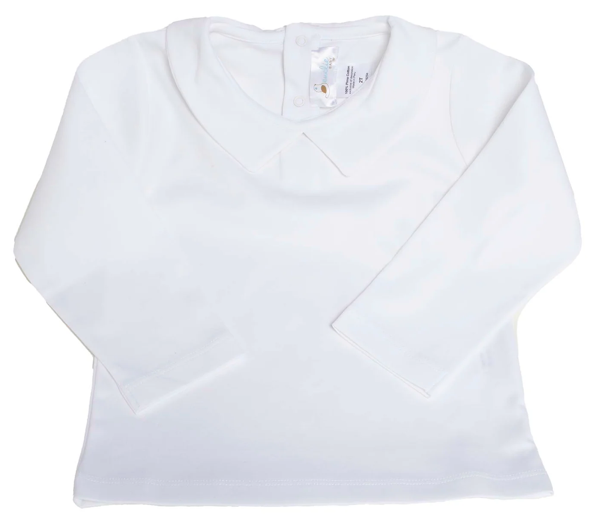 White Pointed Collar Long Sleeve Shirt - Cuclie