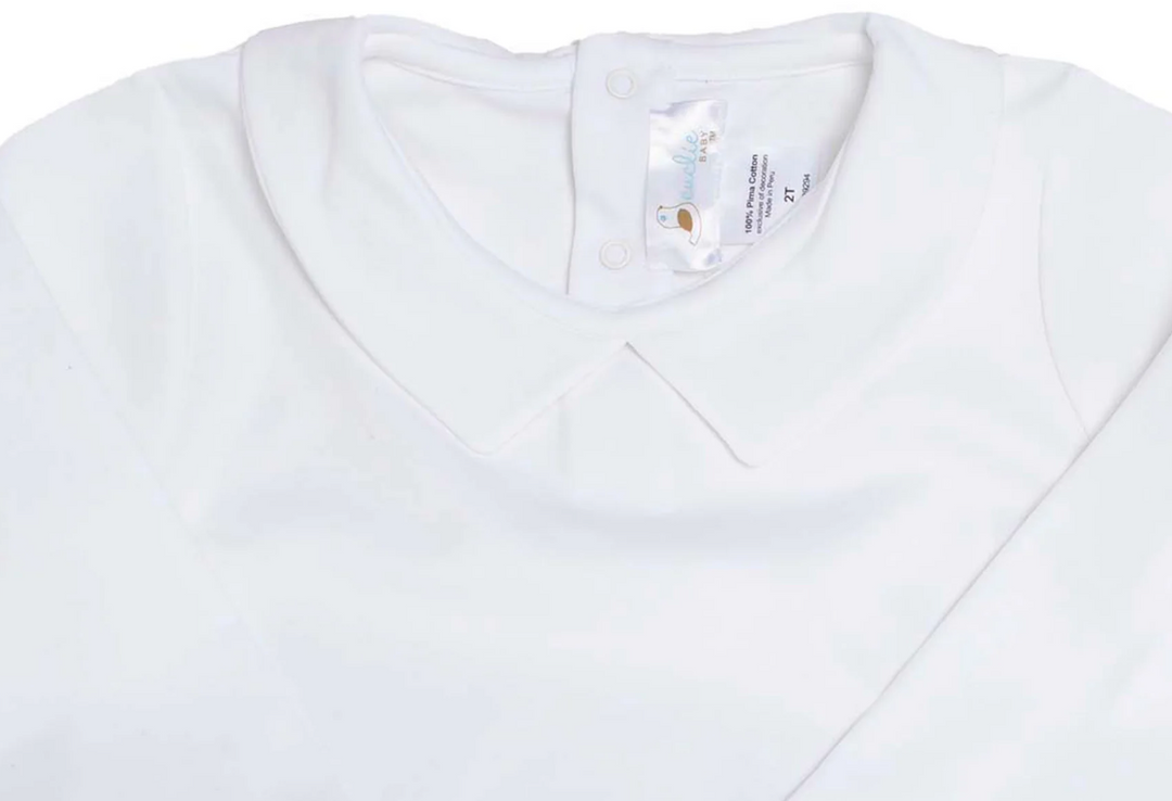 White Pointed Collar Long Sleeve Shirt - Cuclie