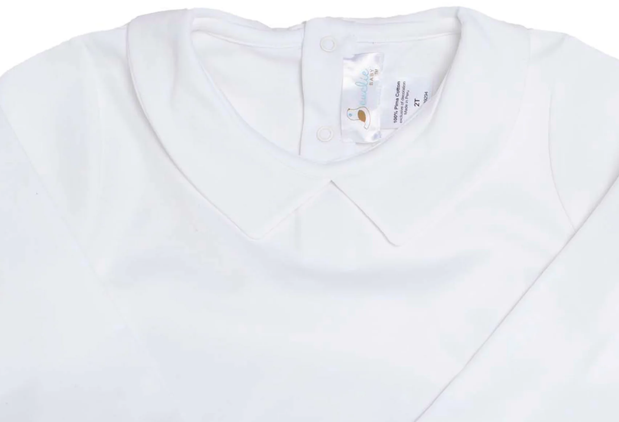 White Pointed Collar Long Sleeve Shirt - Cuclie