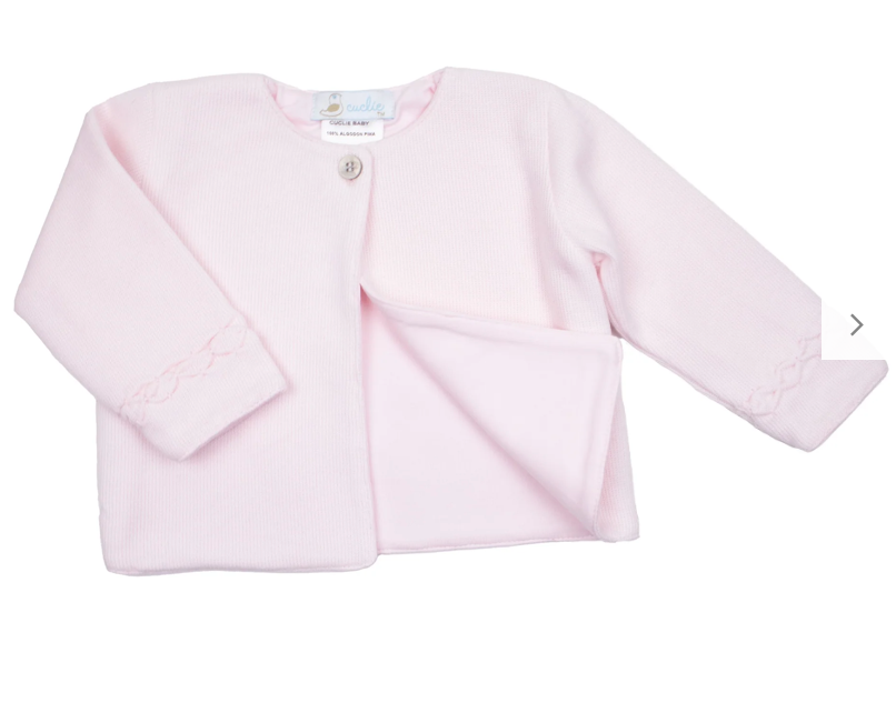 Hand Smocked Pink Knit Pant & Cardigan Set - Cuclie