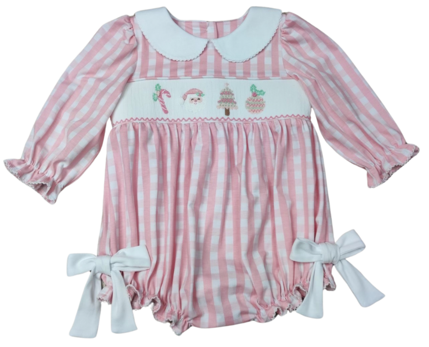 Smocked Pink Christmas Bubble - Whimsy Bay