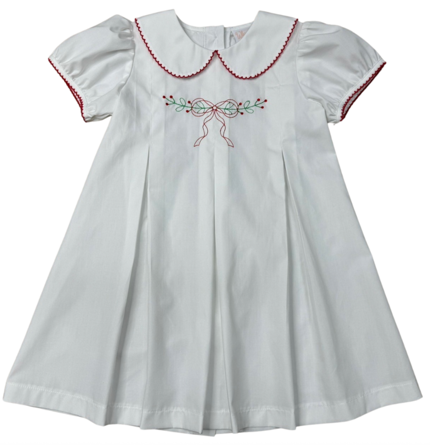 Christmas Holly Pleated Dress - Whimsy Bay