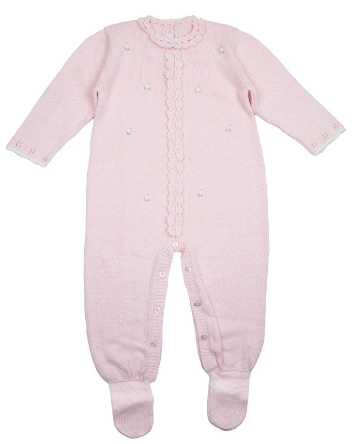 Pink Rosette Knit Footie - Cuclie