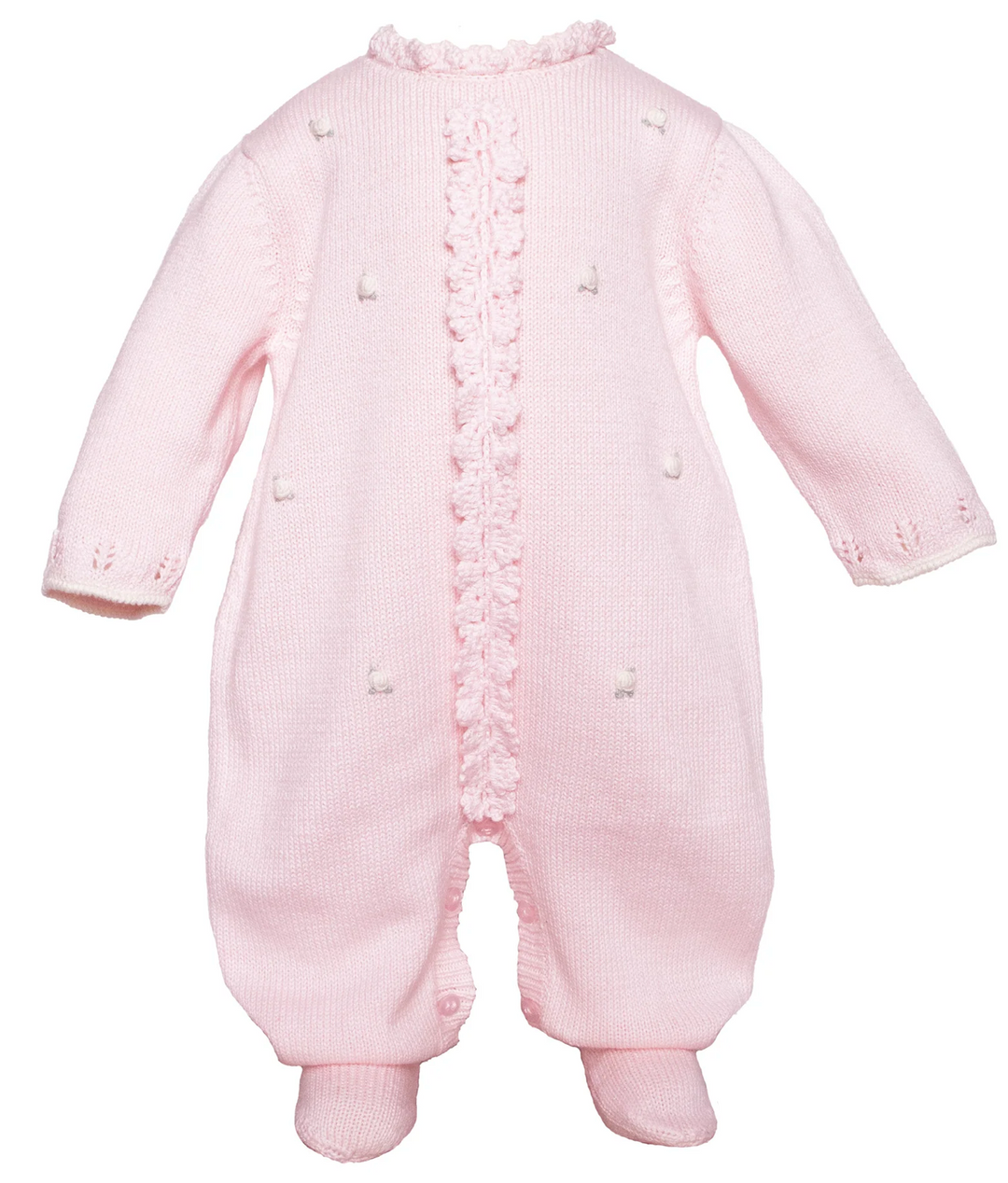 Pink Rosette Knit Footie - Cuclie