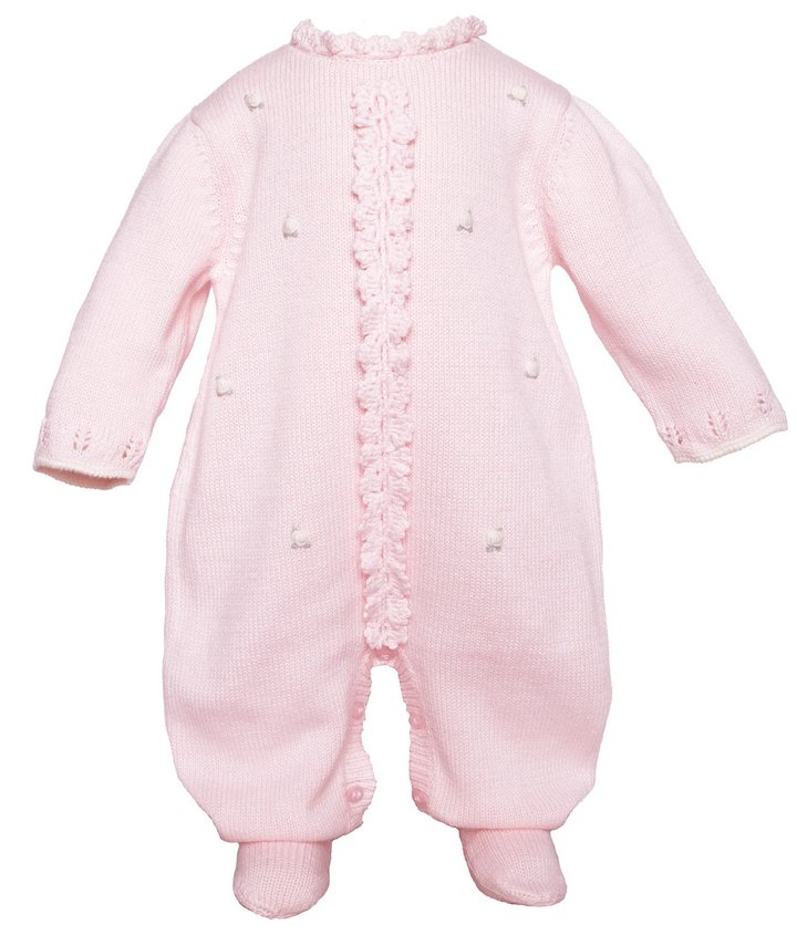 Pink Rosette Knit Footie - Cuclie