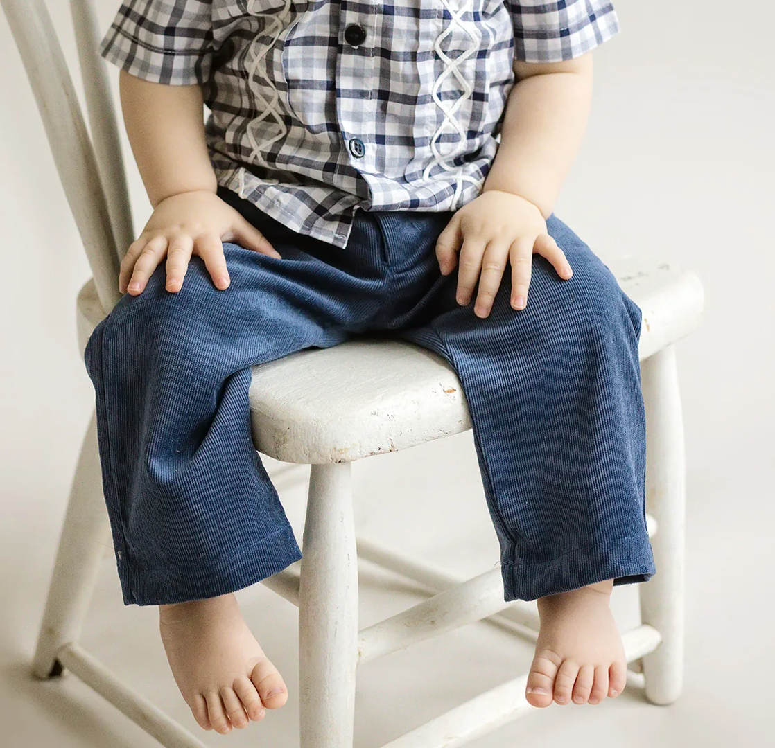 Navy Blue Corduroy Pants - Cuclie