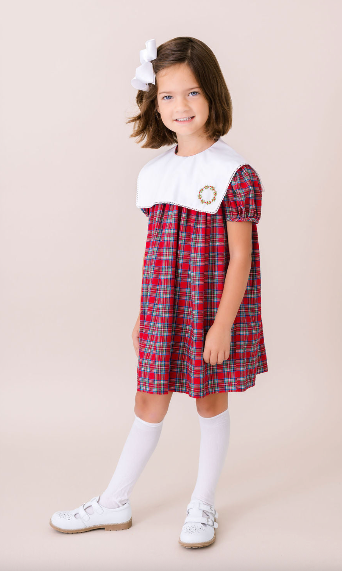 Hope Chest Dress Woodstock Plaid, Wreath Embroidery - Lullaby Set