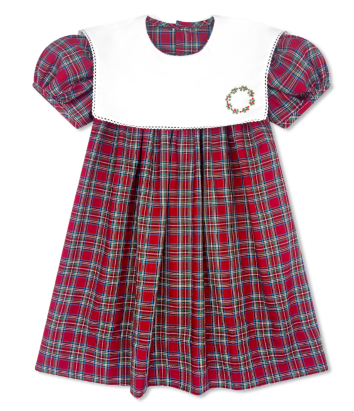 Hope Chest Dress Woodstock Plaid, Wreath Embroidery - Lullaby Set